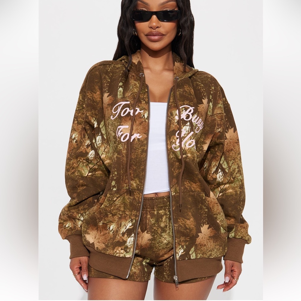 Camouflage Brown Women's Jacket and short set